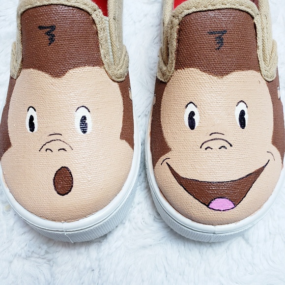 **SOLD**  NWOT Curious George Custom Painted Shoes - Picture 3 of 6